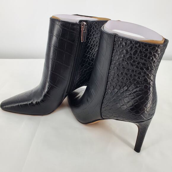 Vince Camuto Women's 6M Allost Black Croco Pointy Toe Ankle Boot 3in Heel New - Picture 9 of 12